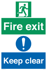 Fire exit Keep clear dual sign